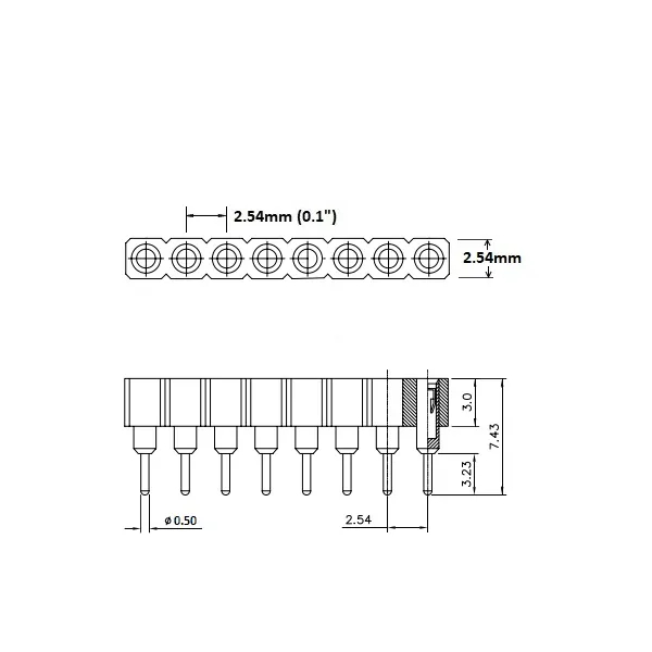 Round Pin Headers Female 2.54mm : 40-Pin, Straight, Black, 7.5mm - Image 2